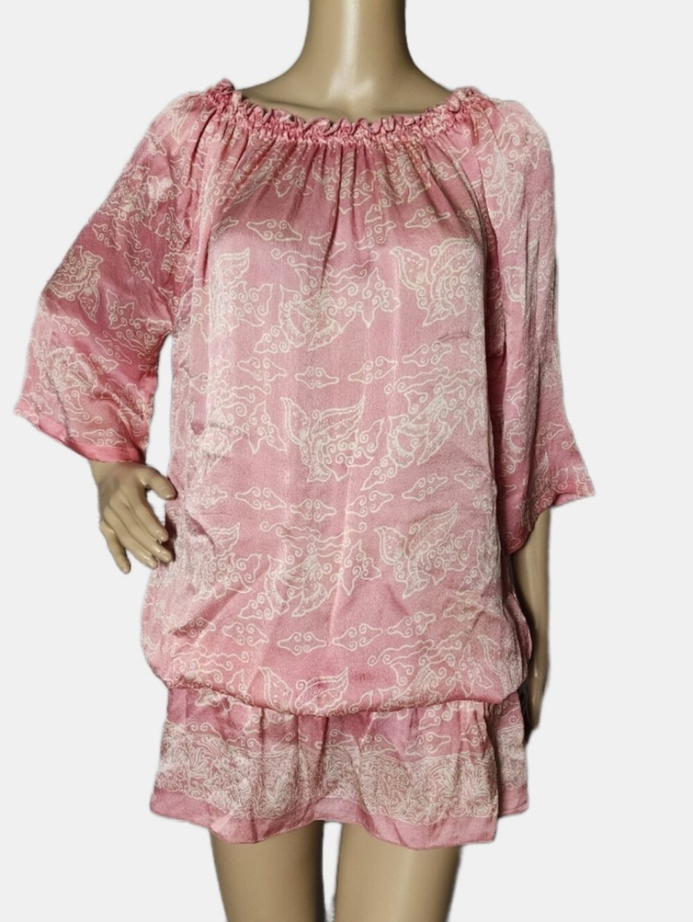 Patricia Del Castillo Pink Batik Drop Waist Tunic Top / Mini Dress Small (Estim)